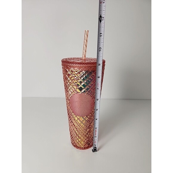 2021 Starbucks Holiday Jeweled Studded Tumbler Cup Venti 24OZ Rose Gold - Picture 7 of 7